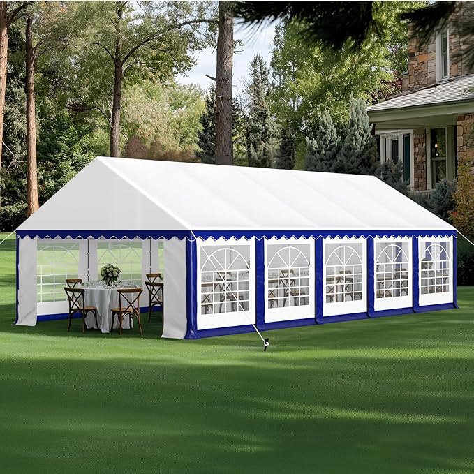GREEN PARTY 16x32FT Party Tent Heavy Duty, Large Wedding Event Shelters with 4 Carry Bags & Removable Sidewalls, Outdoor Canopy Gazebo Commercial Tents for Parties Carport Garden Patio