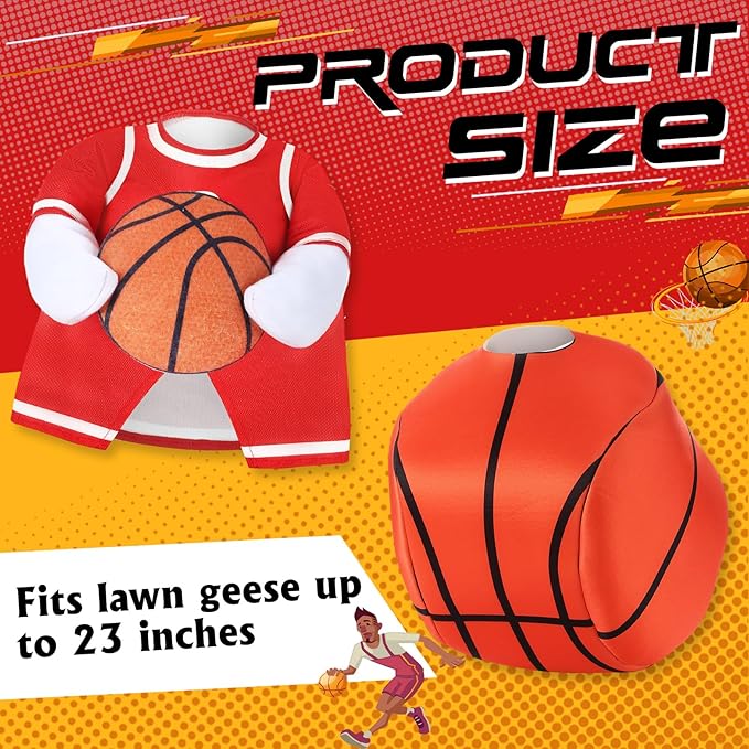 Abbylike 2 Set Basketball Goose Outfit Basketball Costume Lawn Porch Game Day Clothes for 23" Goose Outdoor Patio Yard Lawn Art Celebrations Decor