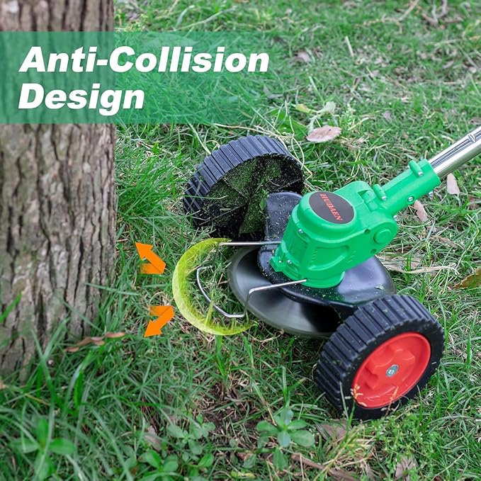 21V Cordless Grass Trimmer, Electric String Weed Wacker with 2.0Ah Lithium Battery, Telescopic Handle, 40 Min Runtime, 18000 RPM, Low Noise 92dB (Green)