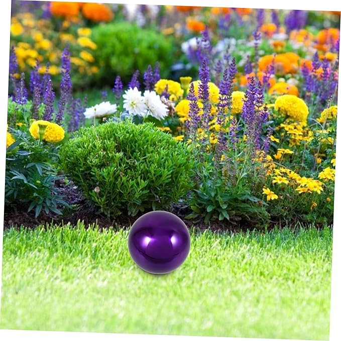Garden Reflective Ball Gazing Globe Ball Gazing Ball Shiny Hollow Sphere Sparkling Gazing Door Decor Mirror Ball Mirrors Stainless Steel Outdoor Purple Ball Rack