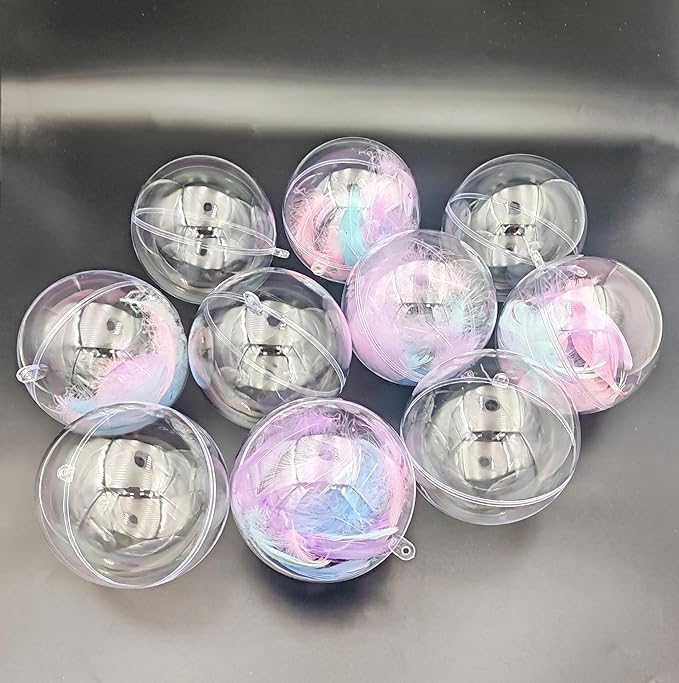 Acrylic Hollow Ball, Clear Plastic Fillable Ornaments Ball, DIY Clear Plastic Balls for New Years Present,Xmas Tree,Home Decoration,Wedding,Party (10cm/3.94inch,10PCS)