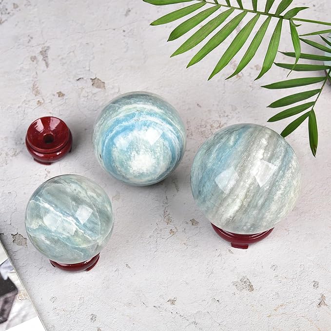 JIC Gem Natural Healing Crystal Sphere Ball Trolleite Crystal Decorative Ball Chakra Meditation Fengshui (80-90mm)