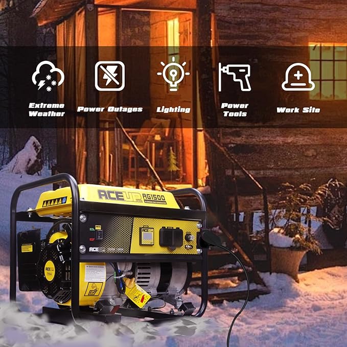 Aceup Energy 1,500W Gas Powered Generator, Portable Generator 4-Stroke 79.8cc, EPA Compliant