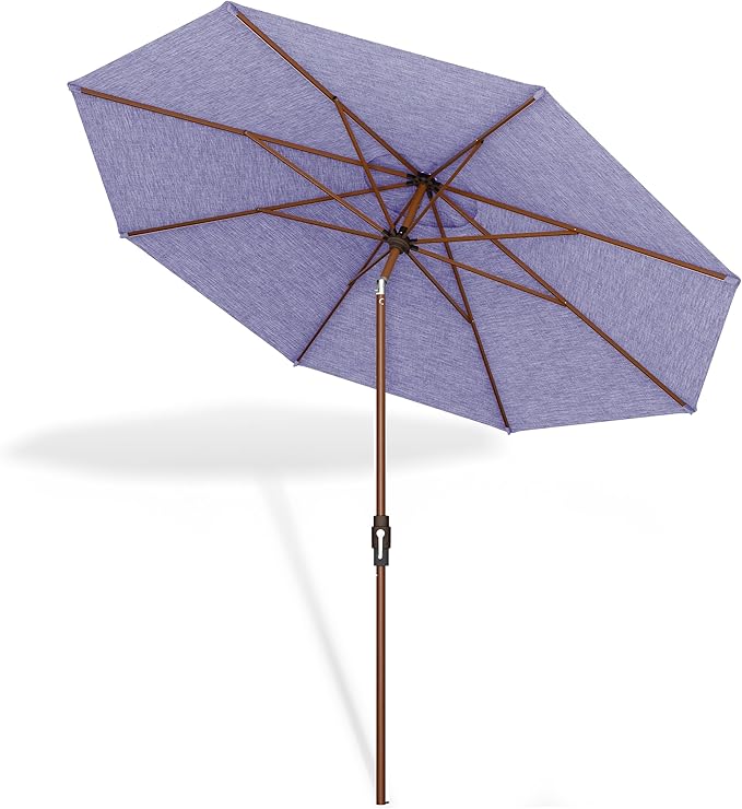 Midtown Umbrellas Wooden 2-9 Feet Outdoor Patio Umbrella, Terylast Purple Texture Fabric, Aluminum Frame For Backyard Umbrella, Deck Umbrella, Garden Umbrella & Pool Umbrella - Wooden Pole