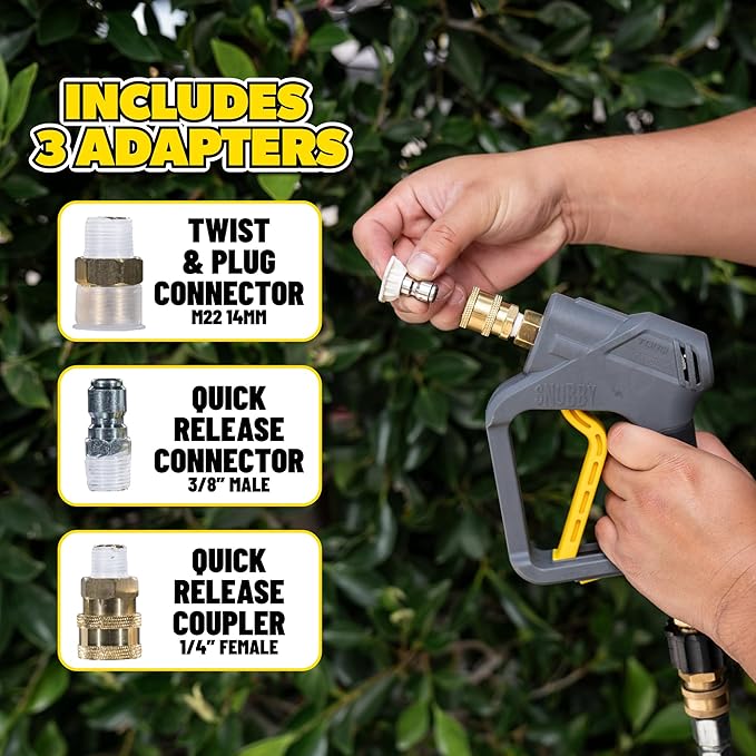Chemical Guys Snubby Pressure Washer Gun with Foam Cannon Attachment - Short Handle for Gas and Electric Pressure Washers, Ideal for Car Washing, Detailing, and Home Cleaning Projects