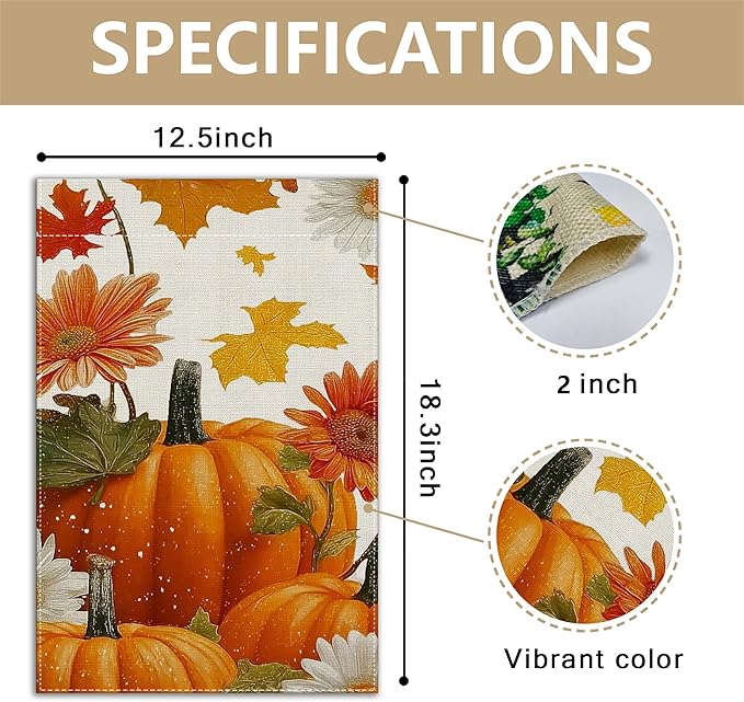 Garden Flags, Garden Flag, Stained Glass Style Pumpkin Maple Leaf Double-Sided Flags for Farmhouse Yard Outdoor Decoration-12 x 18inch (Pumpkin-5)
