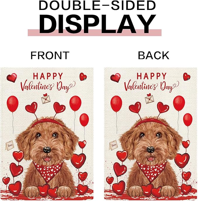 Golden Doodle Garden Flags for Outside Set of 12, Dog Welcome Seasonal Garden Flags 12x18 Double Sided for All Seasons and Holidays, Spring Yard Lawn Flag for Outdoor Decor, Goldendoodle Gifts