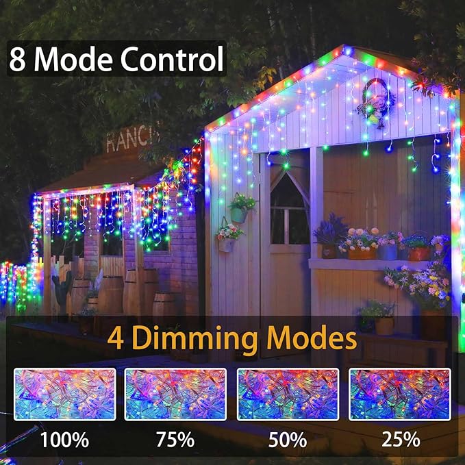 98ft Christmas Lights Outdoor, 1280 LED Waterproof 8 Modes String Light with App and Remote Control for Outside House Roof Decorations Indoor Decor-Multicolor