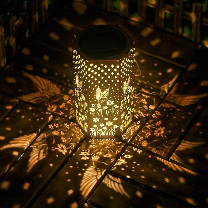 Gifts for Women Men Mom Hummingbird Solar Lights Outdoor - Christmas Decorations, Mothers Day Gifts, Solar Lanterns Outdoor Waterproof Garden Decor for Outside, Patio, Yard