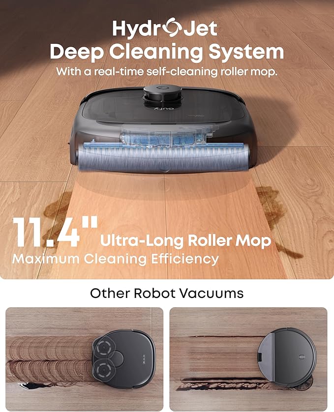 eufy Robot Vacuum E28, Portable Deep Cleaner for Carpet, HydroJet System with Roller Mop, All-in-One Robot Vacuum and Mop Combo, 20,000 Pa Suction, Zero-Tangling, Corner-to-Edge Cleaning (Upgraded)