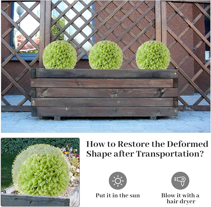 Goplus 11 Inch Topiary Balls Artificial Outdoor Set of 2, Faux Boxwood Ball, Fake Plant Sphere, Round Artificial Plant Balls for Front Door, Porch, Backyard, Balcony, Home Décor (Green)