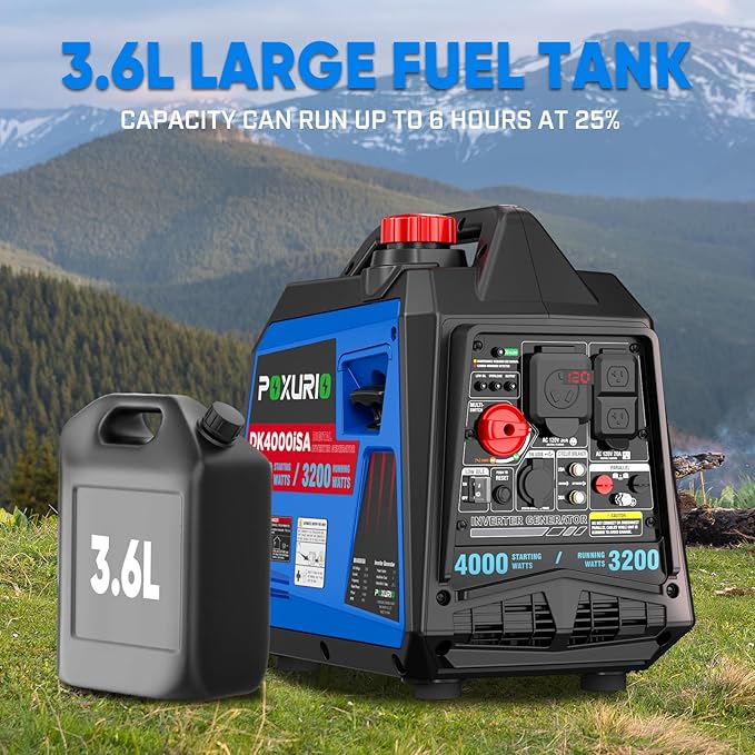 4000 Watt Inverter Generator, 120V Gas Powered Generator SuperQuiet, RV Ready/EPA for RV, Camping and Home, Blue