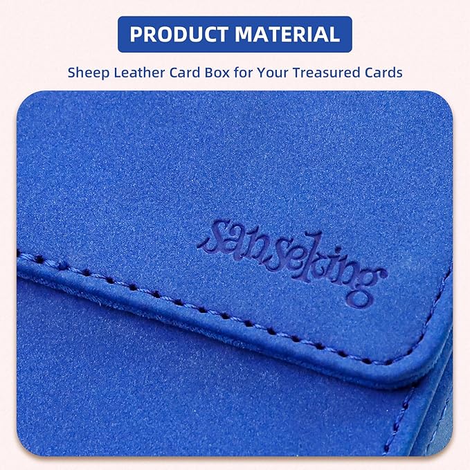 Magic Card Deck Box for MTG Single Deck Card Box fits 100+ TCG Sleeved Cards Soft Leather Card Box Top loading Card Boxes Magic Gift for MTG TCG CCG (Vertical,Dark Blue)