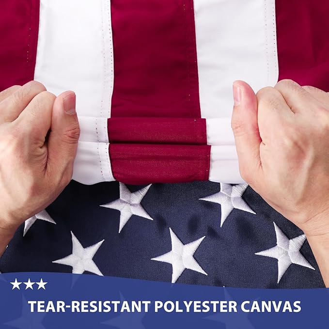 American Flag 3x5 Ft Ultra Durable Tear-Resistant Series, Made From Heavy Duty Water Resistant Polyester Canvas Embroidered Stars, Sewn Stripes, Brass Grommerts US/USA Flags Perfect for Outside