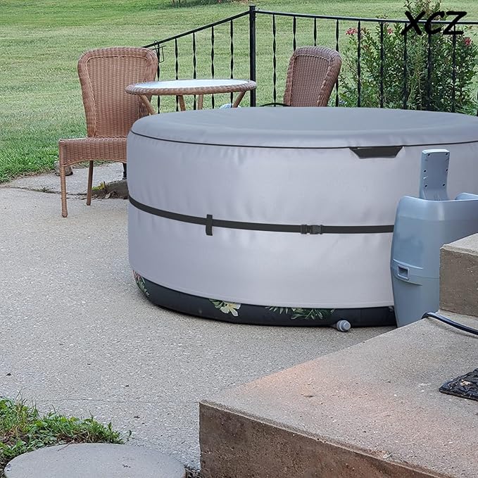 Portable Hot tub Cover, Inflatable Hot tub Full Coverage - Waterproof, Sun Protection, dust Proof, Suitable for 85 "Portable Outdoor spa, Round(Gray, Cover only)