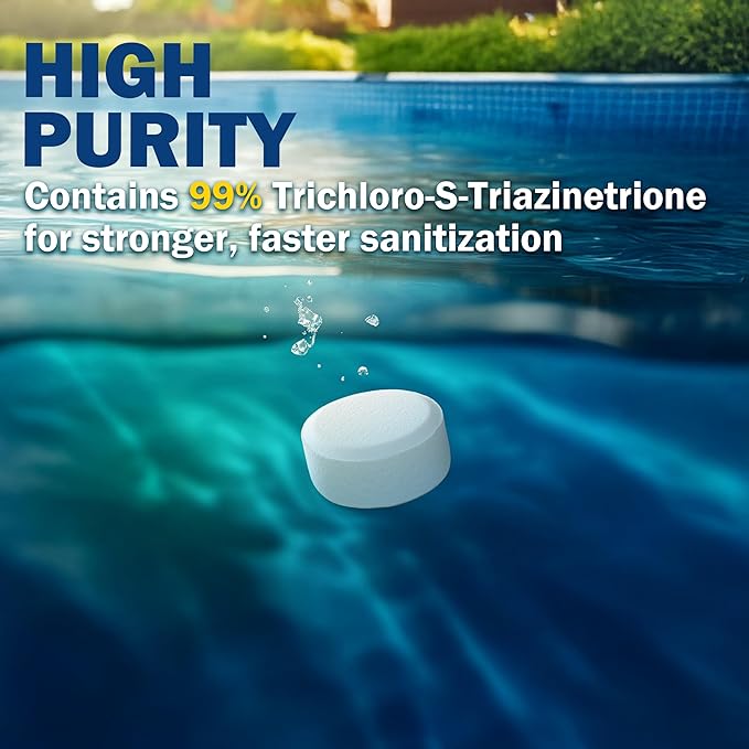 XtremeClear Summer Deal 3 Pack 1" Chlorine Tabs, Long-Lasting Stabilized, Sanitizer Slow Dissolving Tablet, Above Ground Swimming Pool, Hot Tubs & Spa, 1.5 lbs