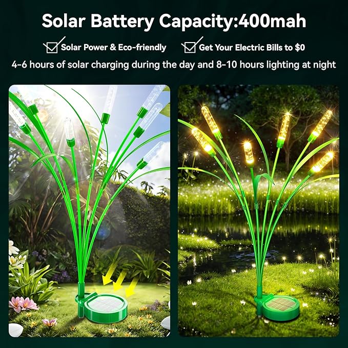 Solar Garden Lights 2 Pack, 16LED Swaying Solar Lights for Mother's Day, 30 Inches Waterproof Yard Light for Pathway Yard Outdoor Garden Decor, Gardening Gifts, Warm White
