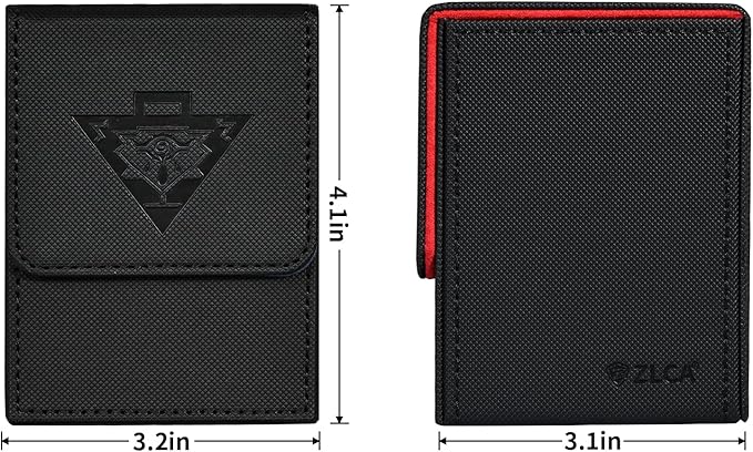 ZLCA Card Deck Box Fits YuGiOh TCG, Card Storage Box with Dividers Holds 100+ Sleeved Cards, Premium Card Deck Case Compatible with CCG Trading Cards (Black&Red,Puzzle)