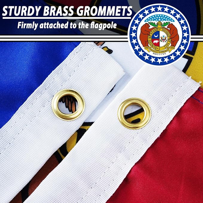 FLAGWIN Missouri Flag 3x5 FT - 3 Ply Double Sided Polyester Flags with Brass Grommets - Vivid Color and Fade Proof State of Missouri Flag 3x5 Outdoor