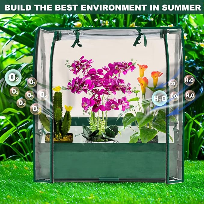 Mini Tabletop Garden Greenhouse Nursery Plant Cover Tent Humidity Domes for Indoor and Outdoor Home Gardening Germination and Seedling Propagation - 28x20x28 Inches(PLGH7050PD)