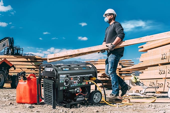 Pulsar GD10KBN 10500W Dual Fuel Home Backup Portable Inverter Generator with Wheel Kit and Electric Start RV Ready