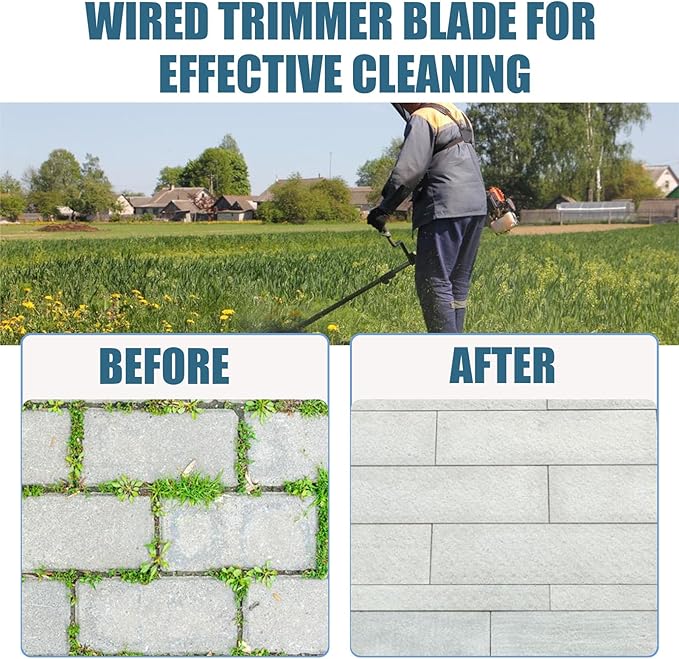 10 Inch Unbreakable Wired Trimmer Blade Weed Eater Attachments Steel Wire Grass Trimmer Head, Weed Eater Head with Adapter Kit for Replacement Lawn Mower Tray, Moss Grass Rust Removal