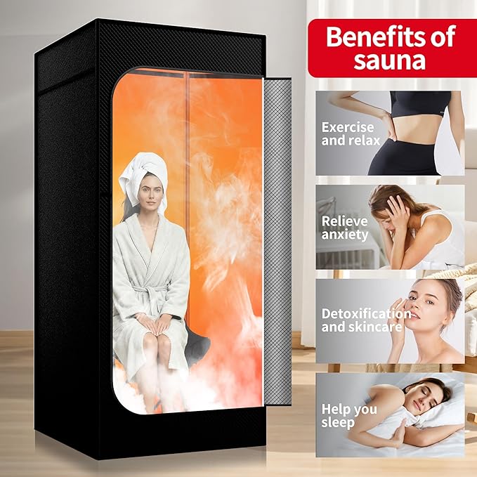Portable Steam Sauna for Home,Personal Steam Room,Sauna Box,Home Sauna,Steam Sauna Tent for Steam Detox Relaxation Spa (Aluminum Film)