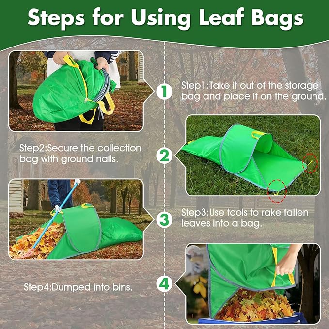 Leaf Collector with Extension Lawn Bags,Portable Pop Up Leaf Bag,Thickened Leafs Scoops,Reusable Yard Garden Bags for Leaves and Trash (1 Pack)