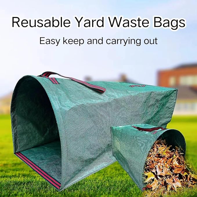 2-Pack Yard Waste Bags，Large Yard Dustpan-Type Garden Bag for Collecting Leaves，Reuseable Heavy Duty lawn and leaf bags，Garden Waste Container for Clean Up Outdoor Debris Leaves Grass Clippings
