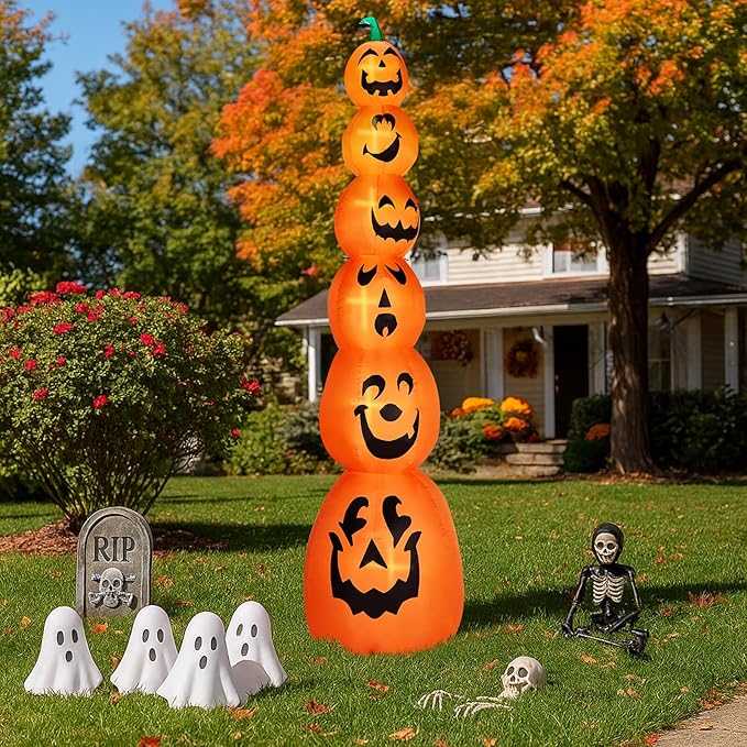 AW 9FT Halloween Inflatable Pumpkins Blow up LED Lights Outdoor Party Decorations