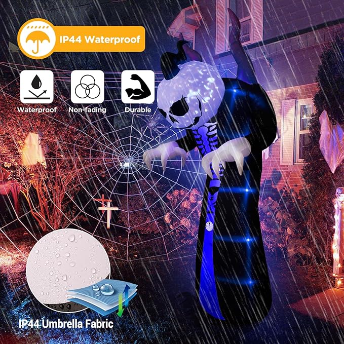 Elegear 10FT Halloween Inflatable Blow Up with Motion-Activated Screaming, 8-Mode Color Changing Light, Giant Grim Reaper Ghost Inflatables Outdoor Decorations for Yard Lawn Garden Porch Party