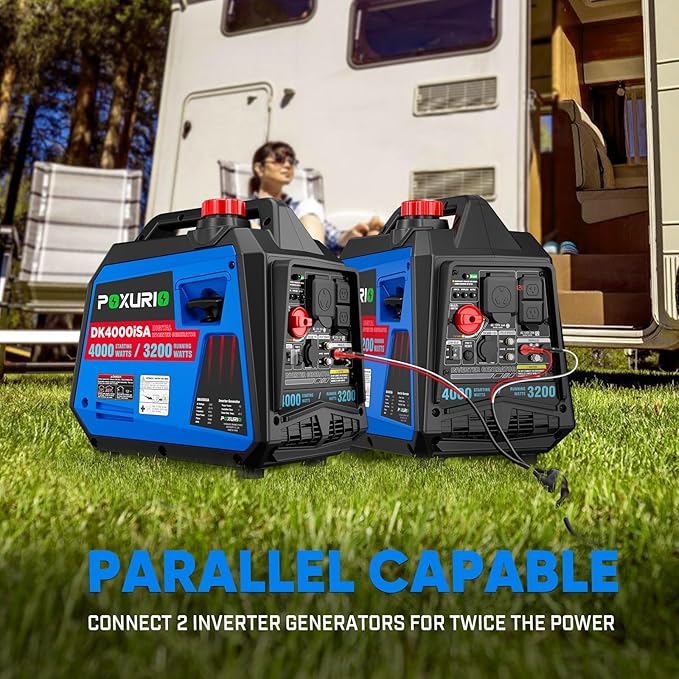 4000 Watt Inverter Generator, 120V Gas Powered Generator SuperQuiet, RV Ready/EPA for RV, Camping and Home, Blue