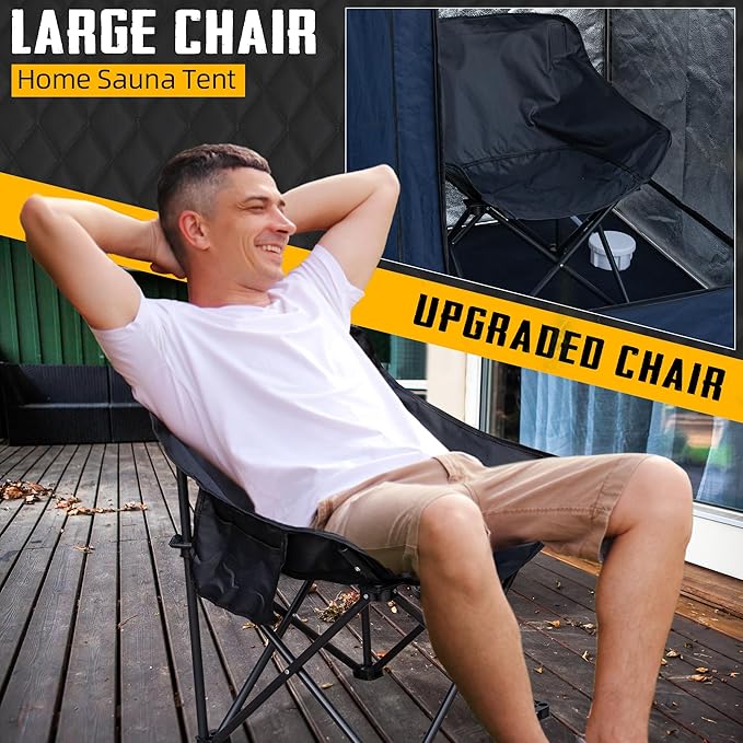 Large Portable Steam Sauna, 3L Steamer Portable Sauna Box for Home, Personal Sauna with Big Sauna Chair, Remote Control, 3.2’ x 3.2’ x 6.0’, Black, 1200W