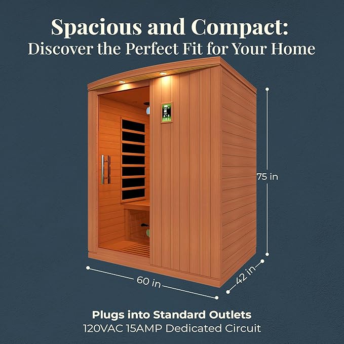 DYNAMIC SAUNAS Madrid Elite 3-Person Ultra Low EMF FAR Infrared Sauna with Red Light Therapy & Bluetooth Speakers | Personal Indoor Dry Heat Sauna for Home & Gym – Made from Canadian Hemlock