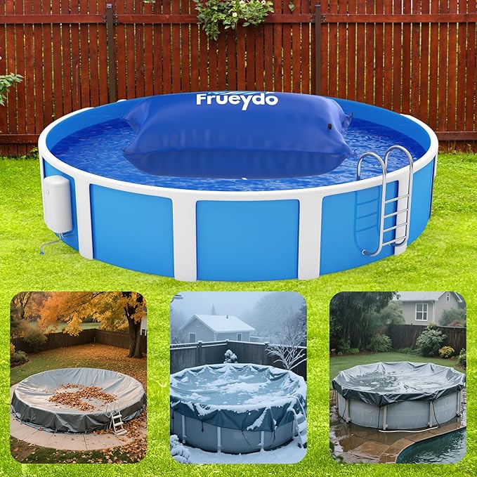 4x8 Ft Inflatable Pool Pillow for Above Ground Pool – Frueydo Heavy Duty Air Pillow for Outdoor Swimming Pools, Portable Pools Cover Cold Resistant for Winterizing, Rope Included