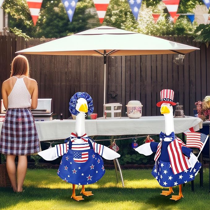 Abbylike Porch Goose Outfits Porch Yard Goose Outfits Clothes Costume Fits Large 23'' Cement for Garden Yard Statue Pathway Decorations