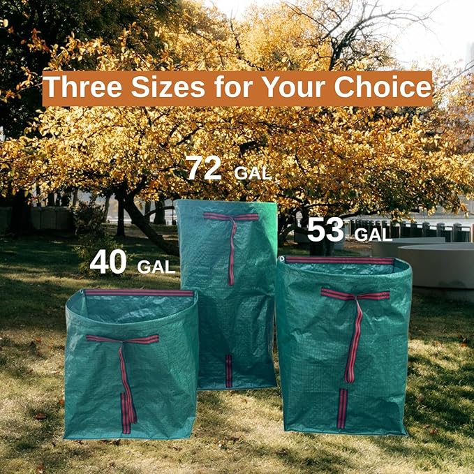Leaf Collector, Large Yard Dustpan-Type Lawn and Leaf Bags, 53-Gallon Reusable Garden Bags for Leaves, Debris, Grass, Clippings, Lawn Trash