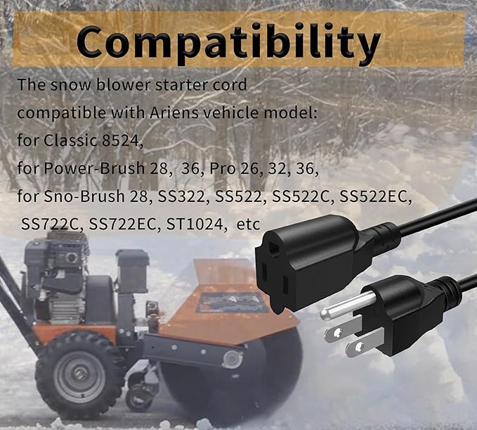Snow Blower Electric Starter Cord 02483100 for Ariens Snowblower SS322 SS522 SS522C, MTD 629-0071, MTD 929-0071, MTD 929-0071B, Tecumseh: 32450B,Replace Ariens Electric Start Cord Part