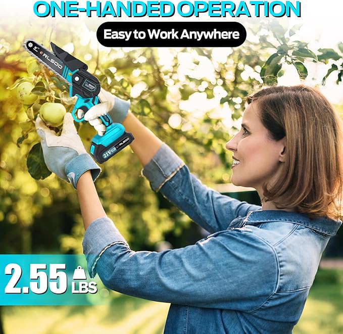 Mini Chainsaw 6 Inch Cordless, Battery Powered Electric Handheld saw, Tree Trimmer Wood Branch Cutter for Household and Garden,Christmas Gifts for Woman, Seniors, Beginners, Seasoned Pros