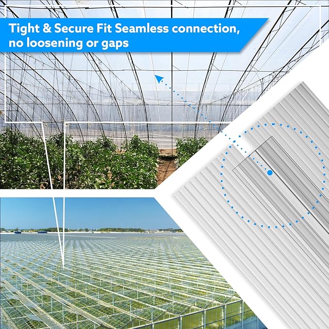 Polycarbonate Greenhouse Panel Connectors – 20 Packs, 4FT H Connectors Fits 4 or 6 MM Panels, UV-Resistant Greenhouse Joining Strips for DIY Garden Greenhouses and Cold Frames