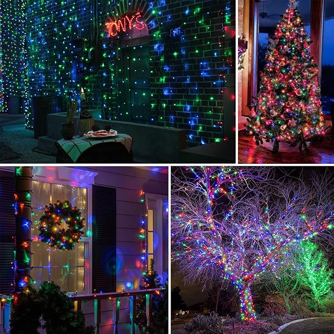 BHCLIGHT Extra-Long 95FT 240 LED Green Wire Christmas String Lights Outdoor/Indoor, Christmas Tree Lights with 13 Lighting Modes, Plug in String Lights for Easter Decorations Party Wedding(Multicolor)