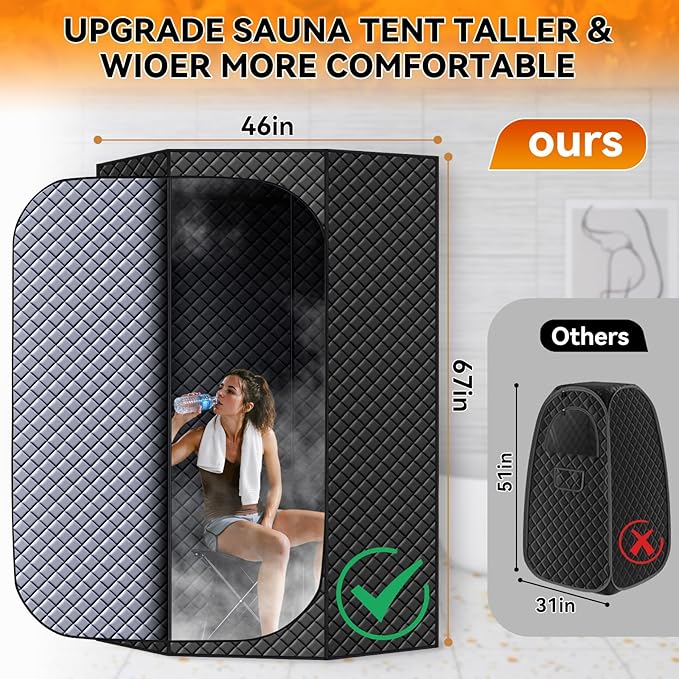 Durable and Portable pentagonal (46 x46 x67) Home Sauna Tent, Equipped with a Quick Heating steam Room, Remote Control, Folding Chairs, and Floor mats, Suitable for Indoor and Outdoor Relaxation