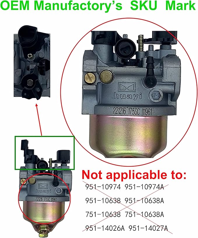 YAMAKATO Huayi 951-05444 Carburetor 175SC for Troy-Bilt Craftsman MTD 243cc 651-05444 Snow Blower Storm 31AM5CP3766 OEM…
