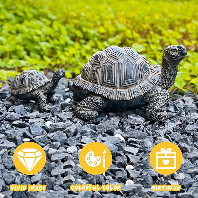 2 Pcs Turtle Outdoor Statue Tortoise Garden Figurine Outdoor Decor Sculpture Ornament, Resin Decorations Patio Lawn Yard Housewarming Mom Gifts