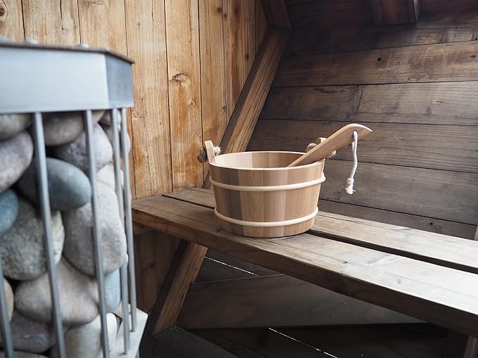 HSE Cedar Large Sauna Bucket & Ladle (6L, Red Cedar)
