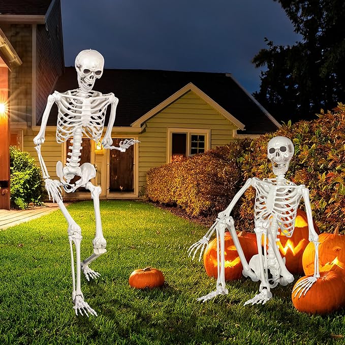 Halloween Skeleton, Realistic Life Size Skeleton with Movable Joints for Halloween Party Haunted House Indoor Outdoor Decoration (5.4ft-1P)