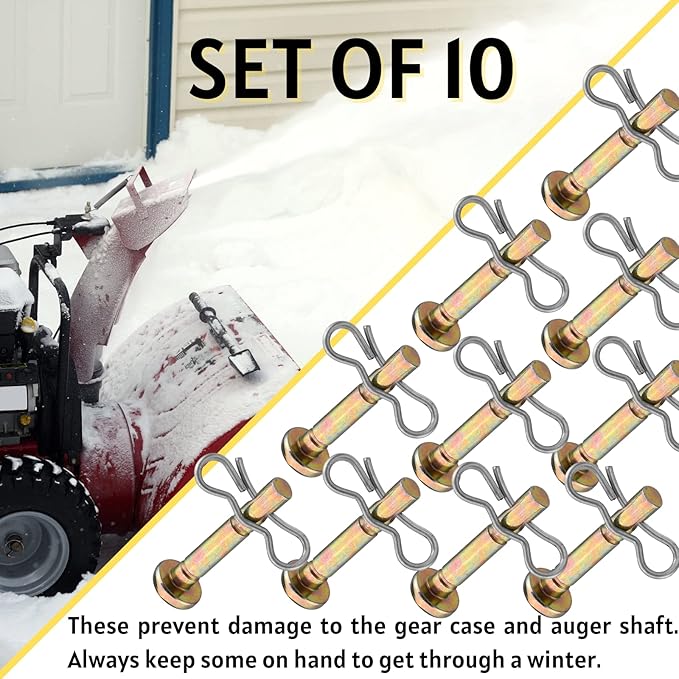 Shear Pins and Cotter Pins Fit for MTD Snowblower - Shear Pins 10pcs and Cotter Pins 10pcs Compatible for Cub Cad et Troy Bilt Craftsman 24" 26" Snow Thrower, Replace 738-04124A 714-04040