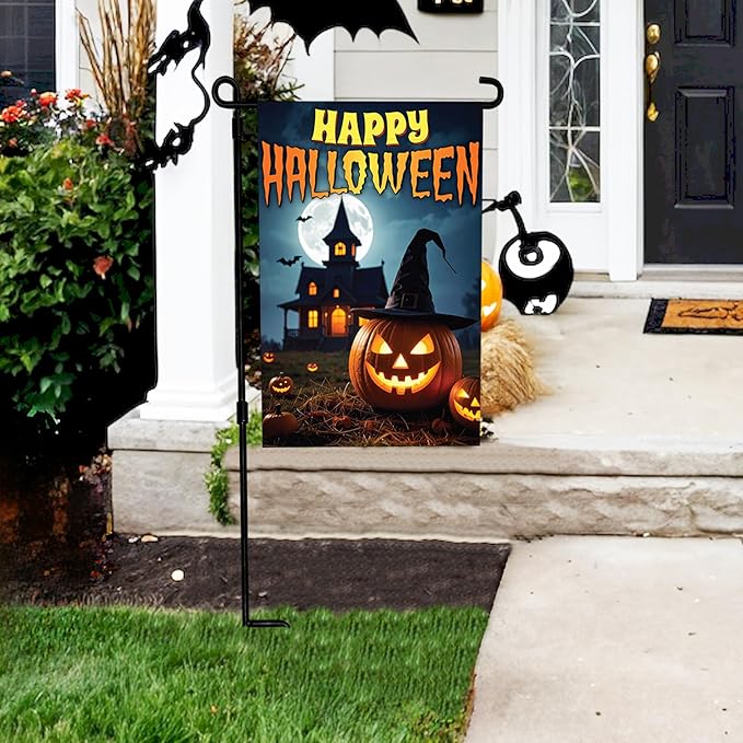 VAPARA DESIGNS Happy Halloween Garden Flag - 12x18 Inch Double Sided Halloween Flags For Outside
