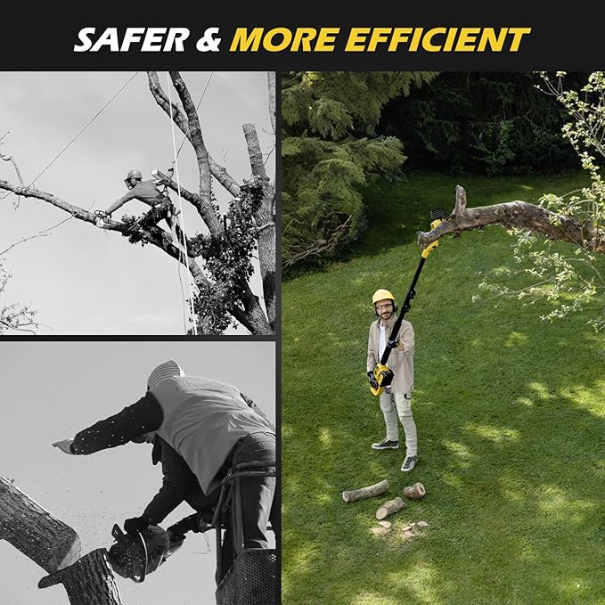 2-in-1 Cordless 6" Pole Saw & Chainsaw, 21V 3Ah Battery, 7.7lb Lightweight, 15ft Max Reach, Rotatable - For Tree Trimming