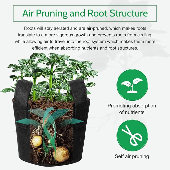 JERIA 8-Pack 3 Gallon Grow Bags, Aeration Fabric Pots with Handles, Heavy Duty Thickened Nonwoven Grow Pots with 8 Pcs Plant Labels